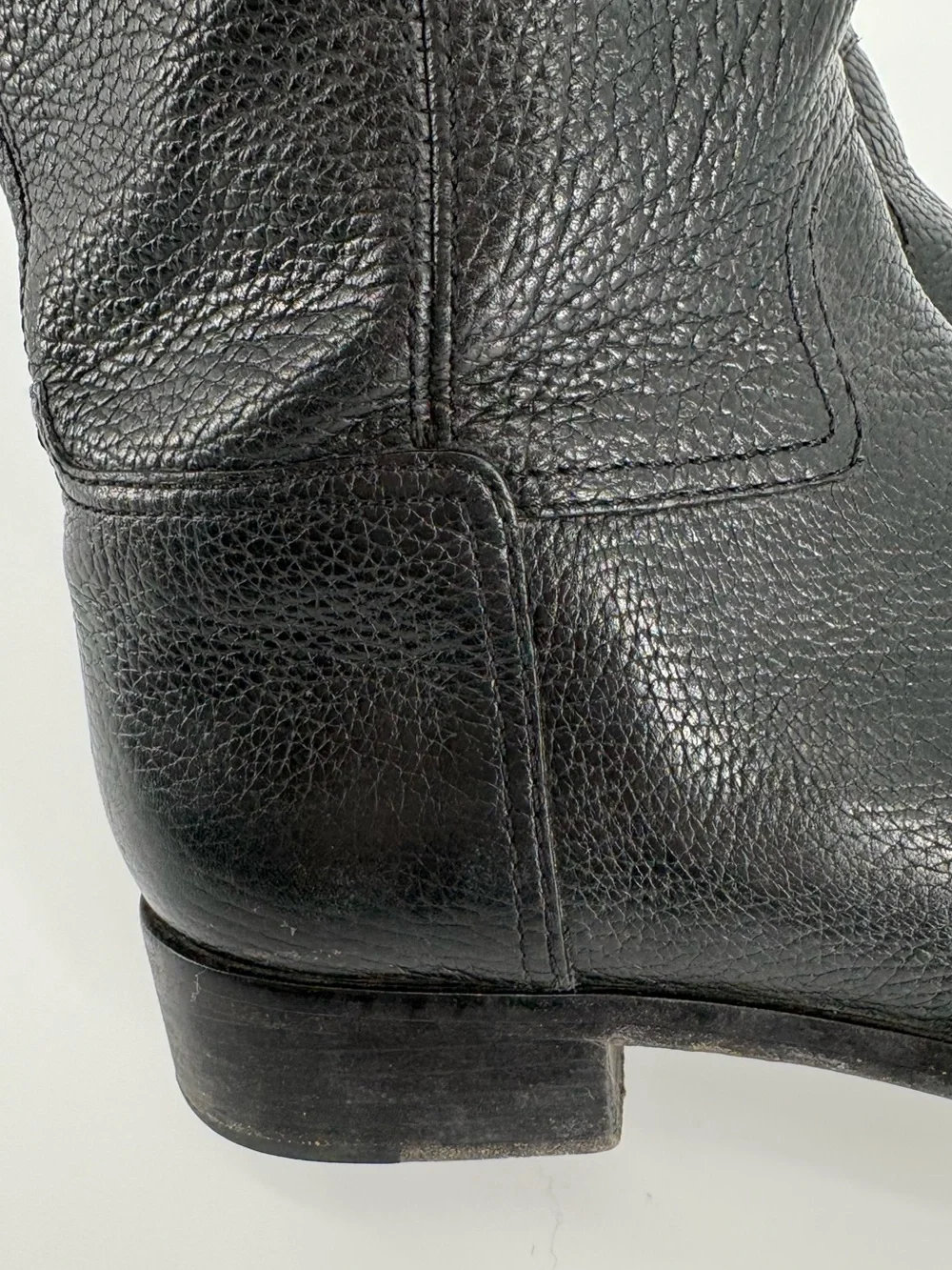 Tory Burch Black Pebbled Leather Knee Boots with Logo Emblem